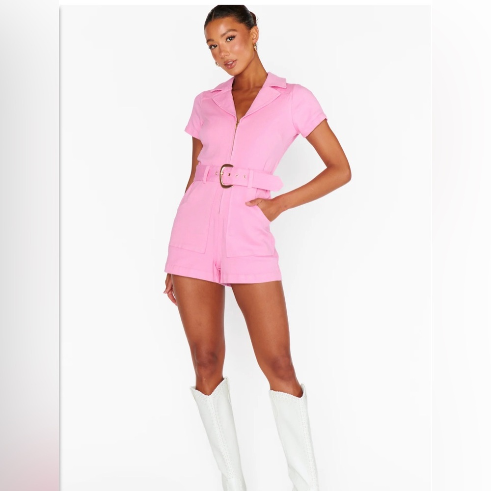 Show Me Your MuMu Outlaw Romper Bubblegum Pink Denim
